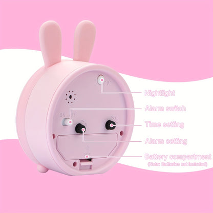 Kinder Wekker Konijn Stil Kunststof Roze Nachtlamp 8,7cm Kinderkamer Bureau Wekker Geluidloos Schattig Design