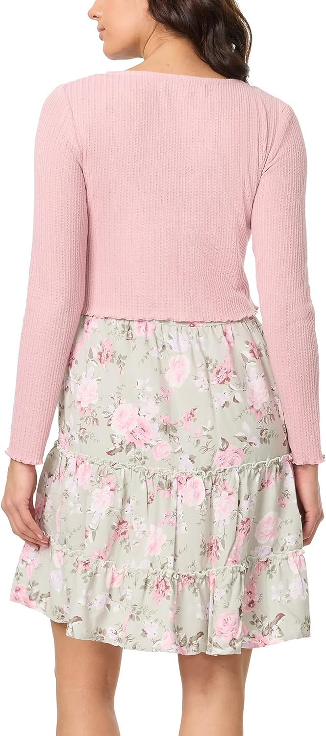 Jurk met Vest voor Vrouwen Lange Mouw Midi Model