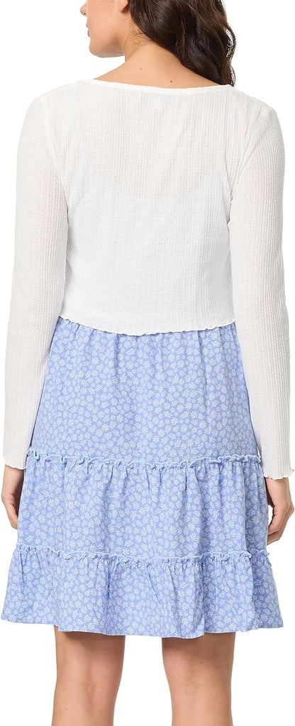 Jurk met Vest voor Vrouwen Lange Mouw Midi Model