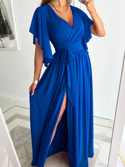 Elegante Jurk met Ruches en Verfijnde Details voor Vrouw