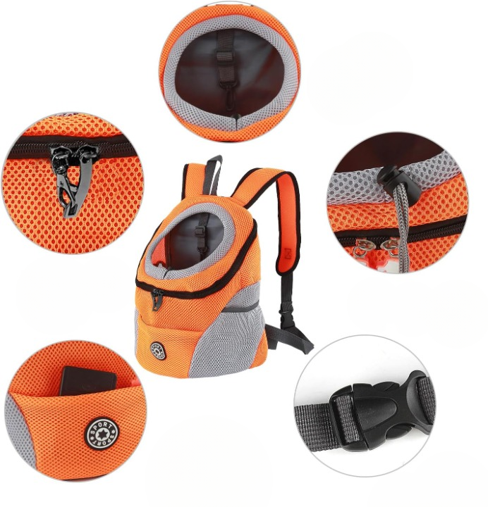 Hondenrugzak Nylon Mesh S M L tot 10kg 50cm Ergonomisch Heupband Veiligheidshaak Wandelen Stad Openbaar Vervoer Roze Oranje Groen Blauw Zwart