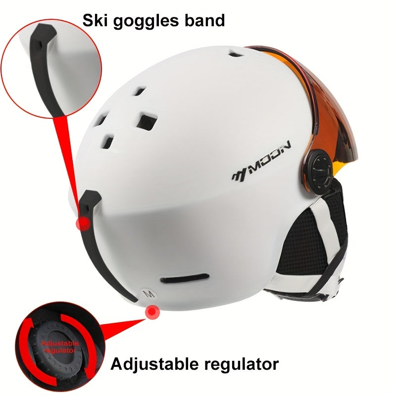 Skihelm PC+EPS Zwart met Vizier Verstelbaar Wintersport Ski Snowboard Beschermhelm met Afneembare Onderdelen