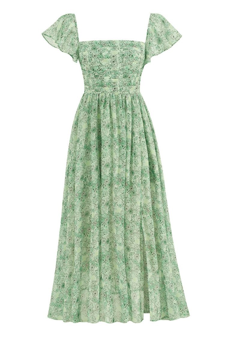 Midi Jurk Dames Geplooide Bovenkant Split Zomerjurk