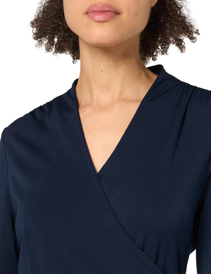 Midi Jurk Lange Mouw voor Vrouwen Elegante Wrap Design