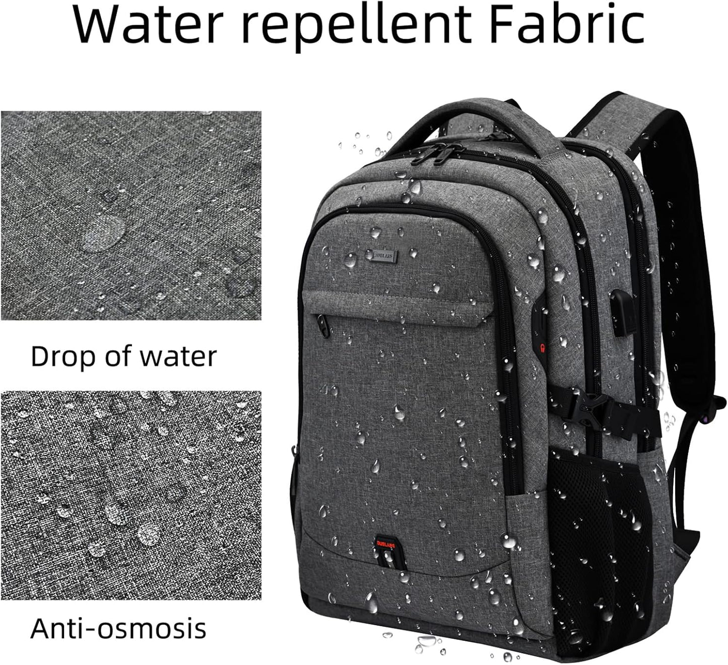 Waterdichte Laptop Reisrugzak met USB-Oplaadpoort & Georganiseerde Opslag – 13-17 Inch