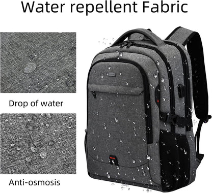 Waterdichte Laptop Reisrugzak met USB-Oplaadpoort & Georganiseerde Opslag – 13-17 Inch