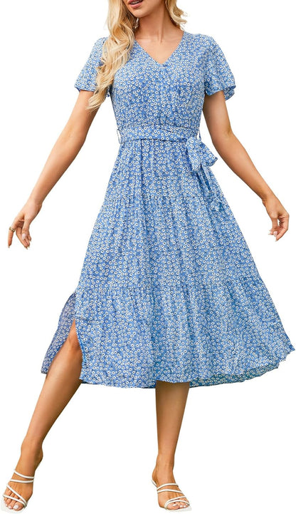 Zomerjurk Dames Bloemenprint Jurk Maxi Mousseline