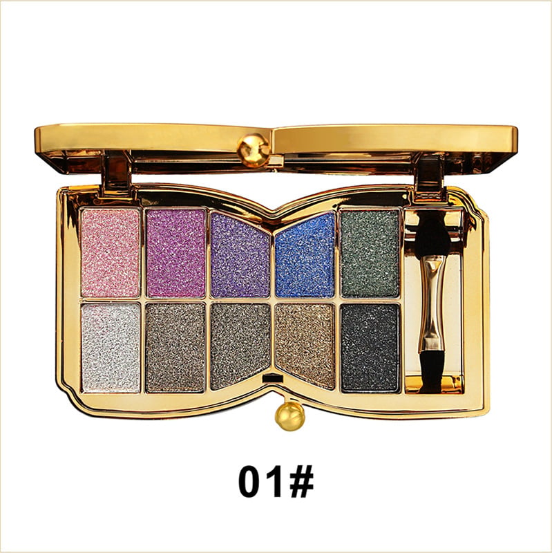 10-Kleurige Glitteroogschaduw Palet – Hoogglans Shimmer Poeder Make-up voor Glamoureuze Oogmake-up – Intense Pigmentatie