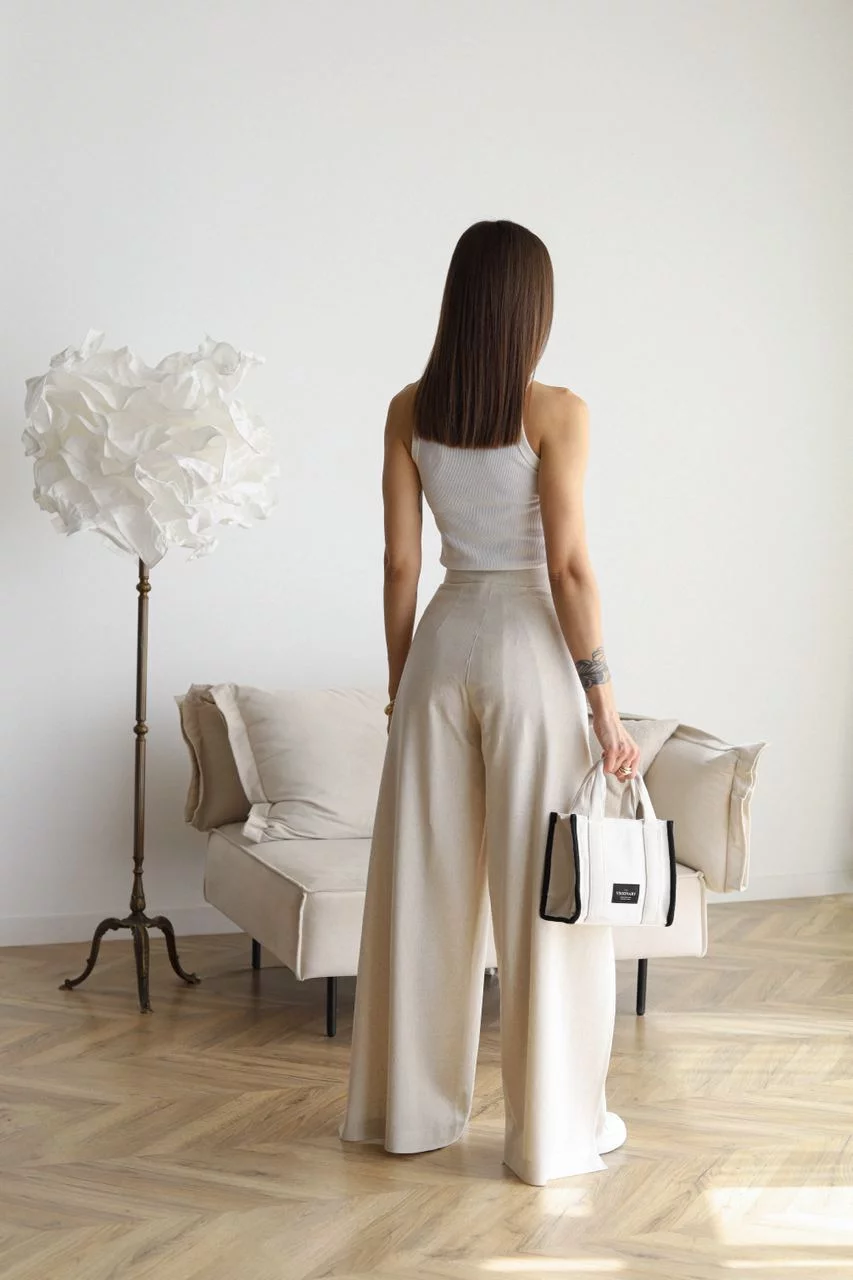 Linnen Pantalon Wijd Model voor Vrouw
