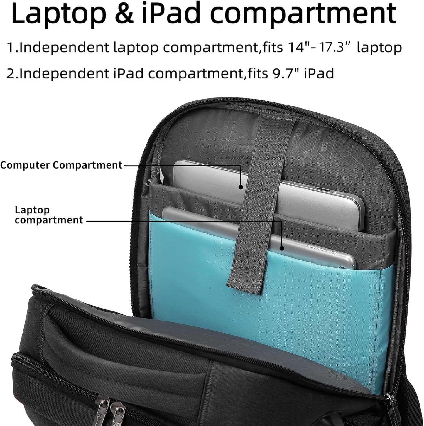 Waterdichte Laptop Reisrugzak met USB-Oplaadpoort & Georganiseerde Opslag – 13-17 Inch
