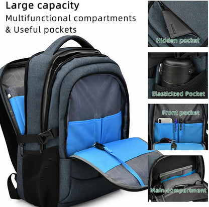 Waterdichte Laptop Reisrugzak met USB-Oplaadpoort & Georganiseerde Opslag – 13-17 Inch