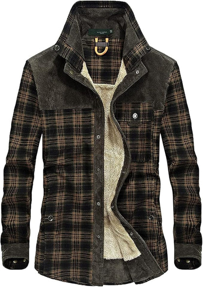 Heren Jas Geruit Fleece Lining en Kraag