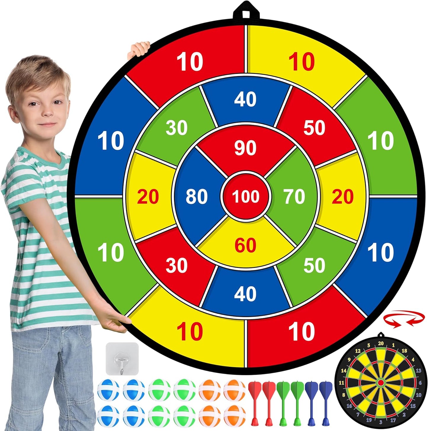 Dartbord voor Kinderen met Klittenballetjes – Dubbelzijdig Outdoor & Indoor Spel