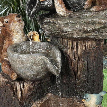 Tafelfonteintje op Zonne-energie met Dierenfiguur LED-verlichting Balkon Terras Tuin Decoratie