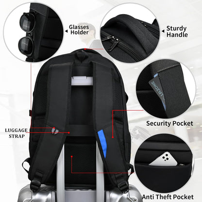 Waterdichte Laptop Reisrugzak met USB-Oplaadpoort & Georganiseerde Opslag – 13-17 Inch
