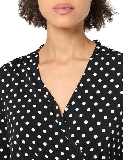 Midi Jurk Lange Mouw voor Vrouwen Elegante Wrap Design
