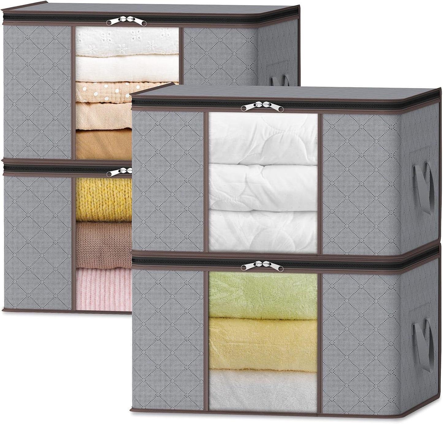 Opbergbox Met Venster Opvouwbaar 35-90L Kleding Opbergdoos Met Rits