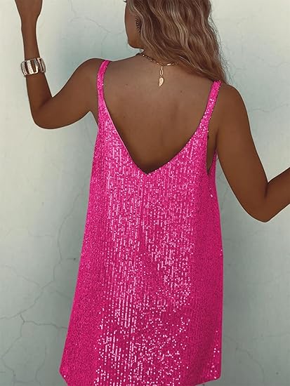 Feestjurk Met Glitter Pailletten Mini Jurk