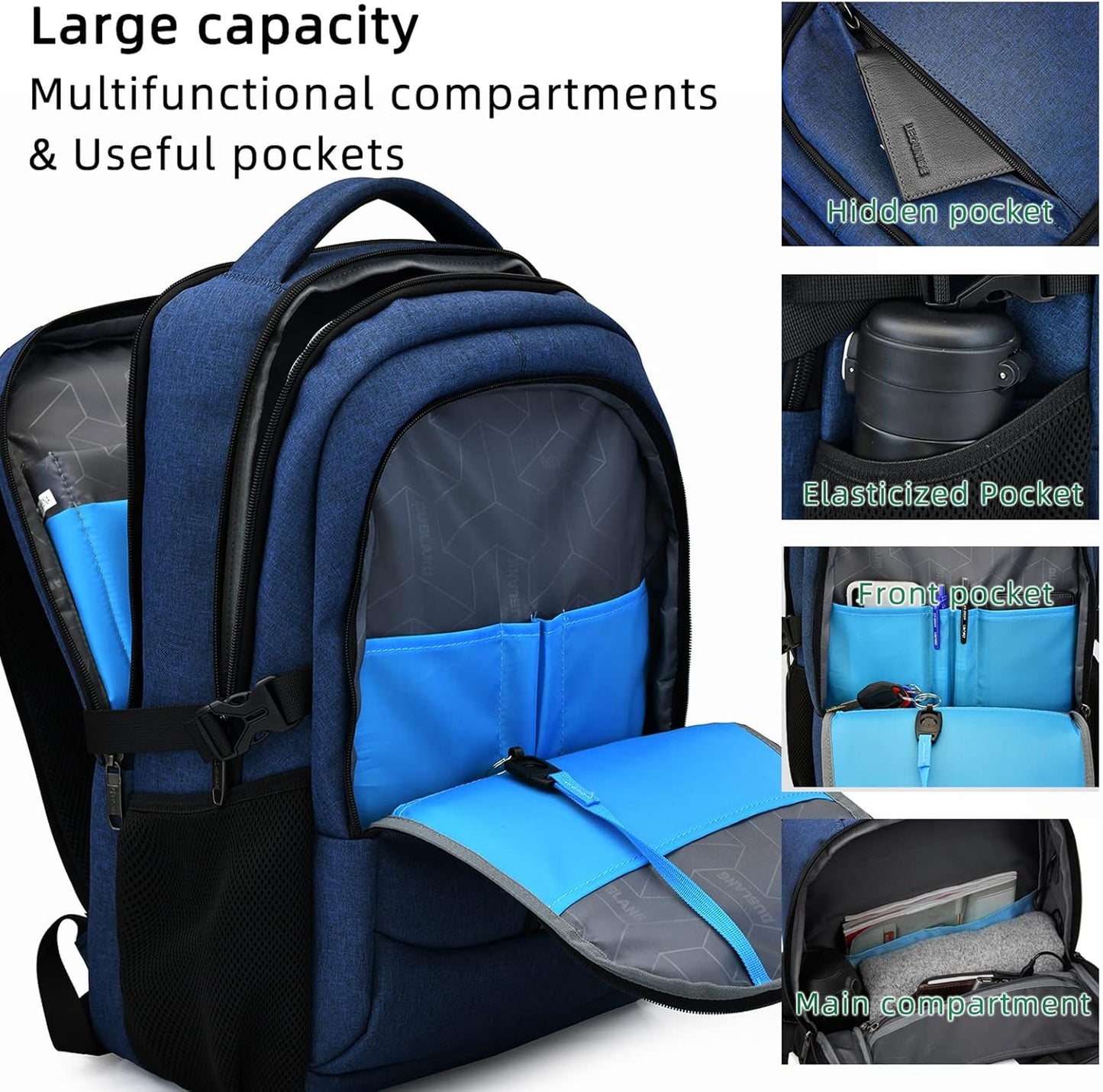 Waterdichte Laptop Reisrugzak met USB-Oplaadpoort & Georganiseerde Opslag – 13-17 Inch