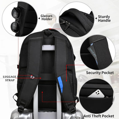 Waterdichte Laptop Reisrugzak met USB-Oplaadpoort & Georganiseerde Opslag – 13-17 Inch