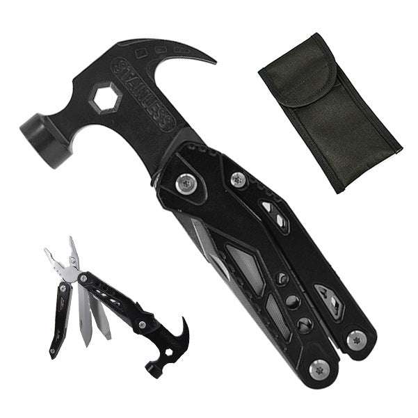 19-in-1 Multitool Hamer – Veelzijdig Gereedschap met Combinatie van Hamer, Tang, Schroevendraaier, Mes, Flesopener en 13 Extra Functies voor Camping, Klussen en Noodgevallen