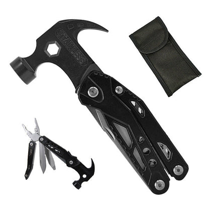 19-in-1 Multitool Hamer – Veelzijdig Gereedschap met Combinatie van Hamer, Tang, Schroevendraaier, Mes, Flesopener en 13 Extra Functies voor Camping, Klussen en Noodgevallen
