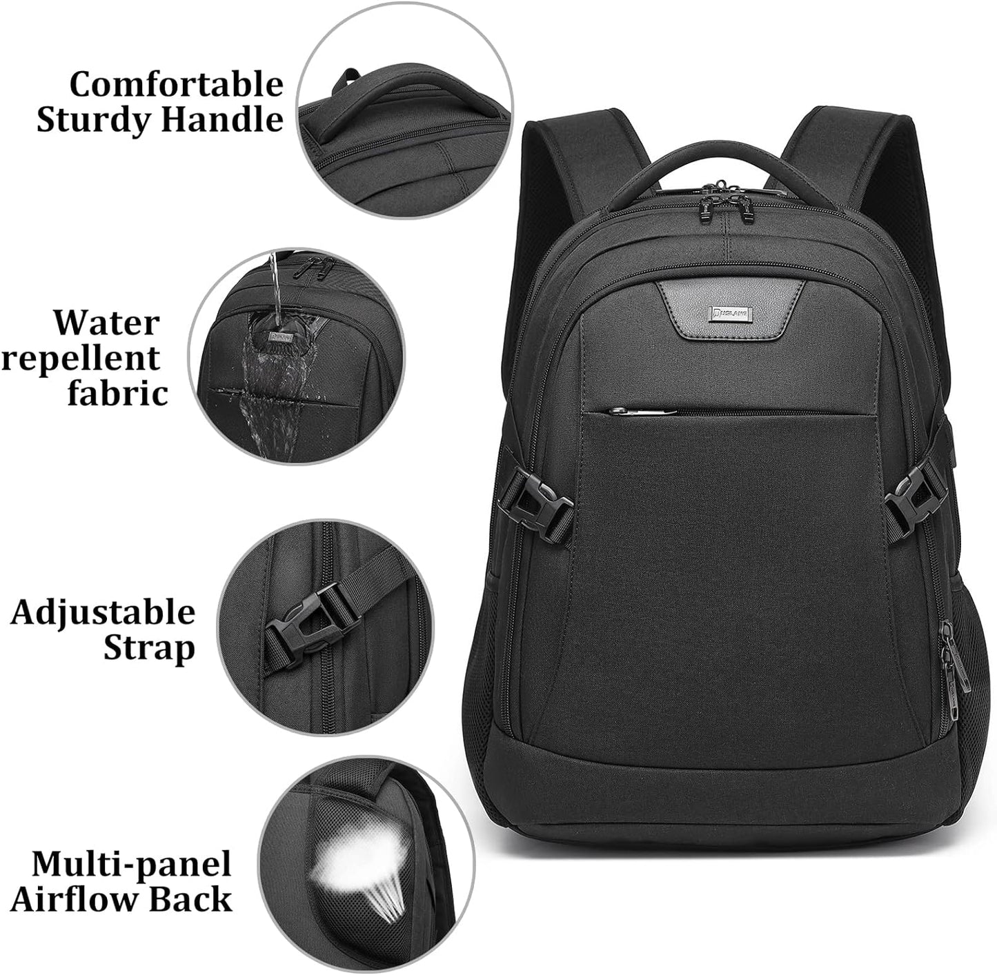 Waterdichte Laptop Reisrugzak met USB-Oplaadpoort & Georganiseerde Opslag – 13-17 Inch