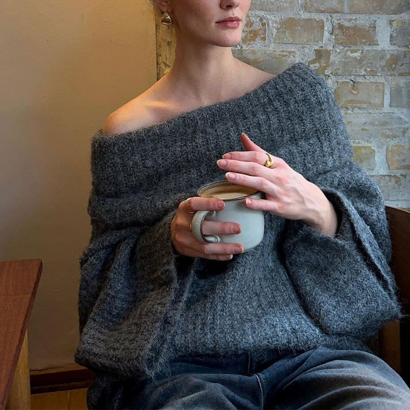 Dames Trui Off-shoulder Warme Gebreide Trui voor Vrouwen