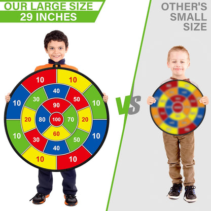 Groot Dubbelzijdig Dartbord voor Kinderen met 12 Klittenballetjes en 6 Klittenpijltjes voor Actieve Speelplezier Binnen en Buiten 74 cm