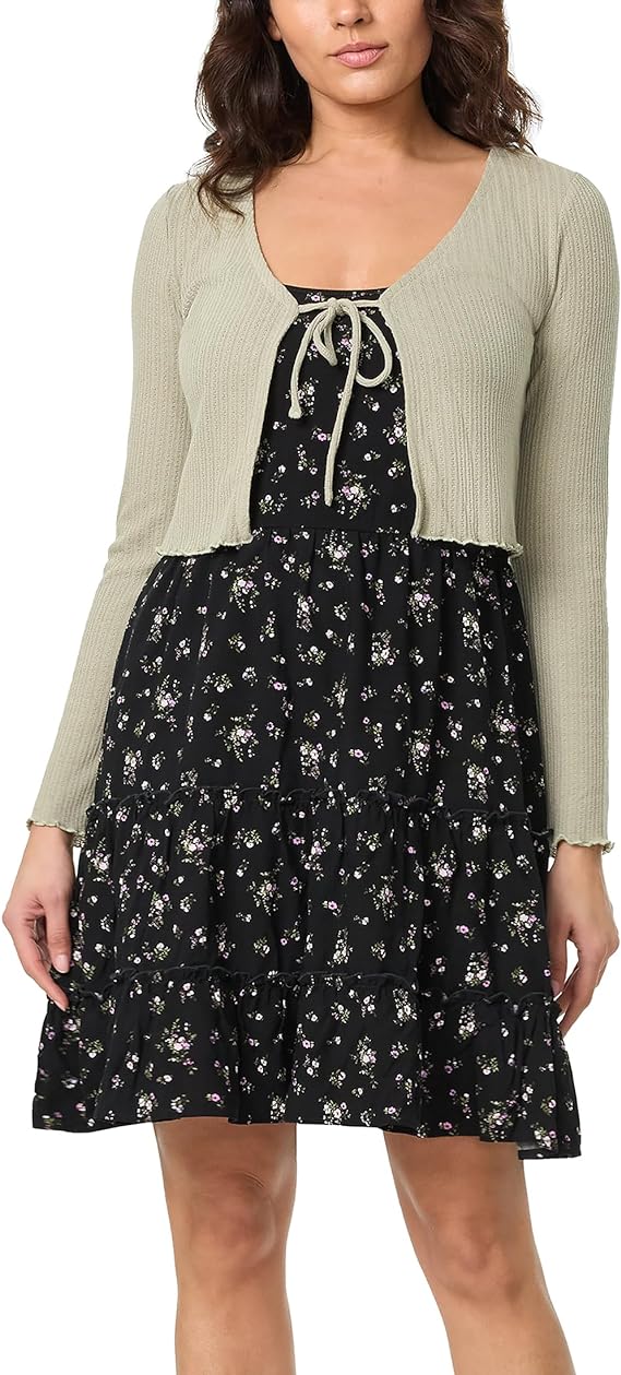 Jurk met Vest voor Vrouwen Lange Mouw Midi Model - StudioMarella