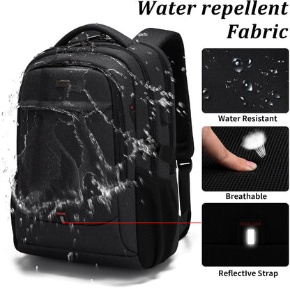 Waterdichte Laptop Reisrugzak met USB-Oplaadpoort & Georganiseerde Opslag – 13-17 Inch