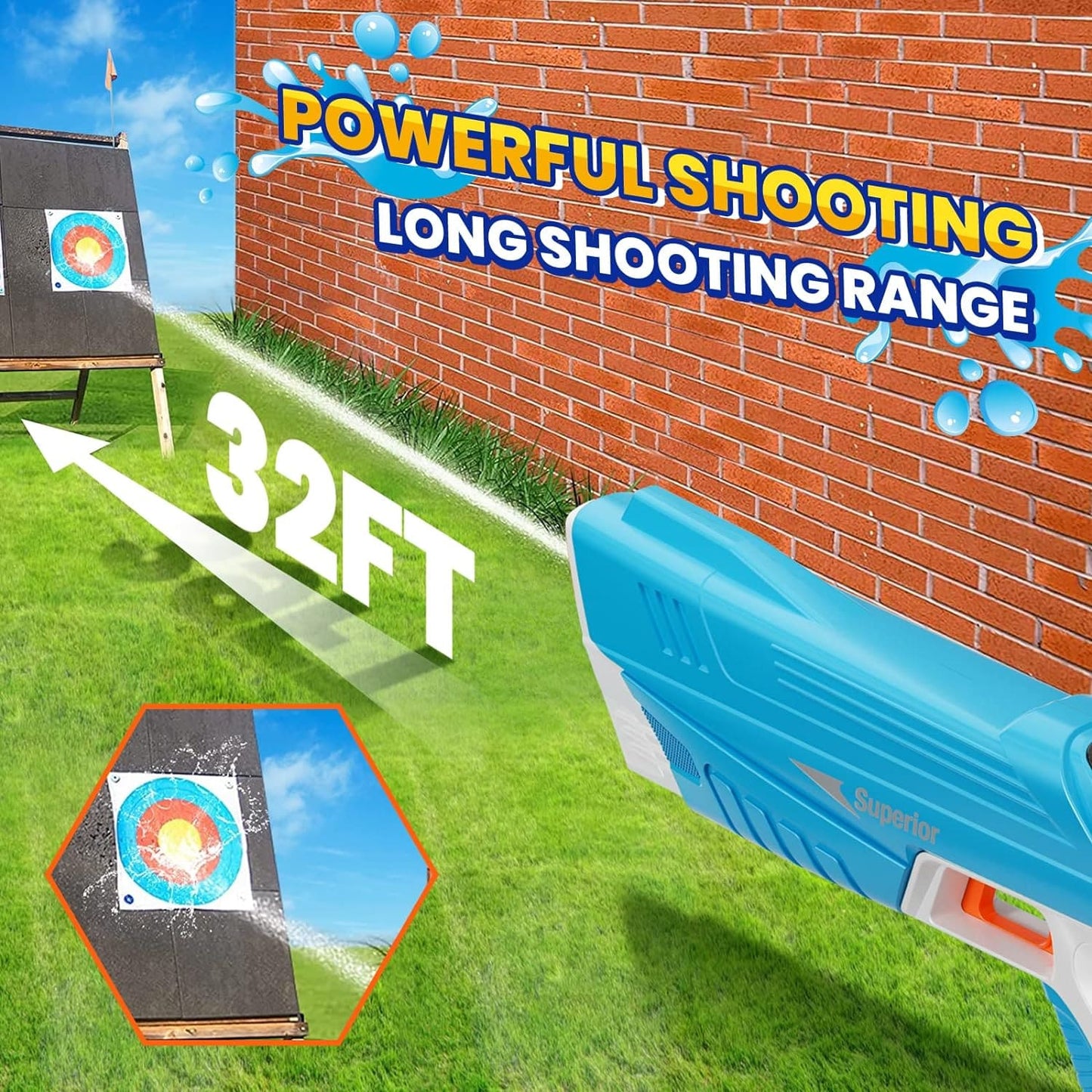 Waterpistool met Groot Bereik 12 Meter – Elektrisch Waterspeelgoed voor Kinderen en Volwassenen met 250+ Schoten Capaciteit