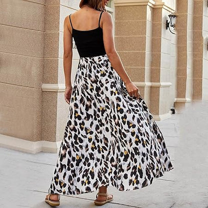 Vrouwenzomerjurk Luipaardprint Spaghettibandjes Jurk