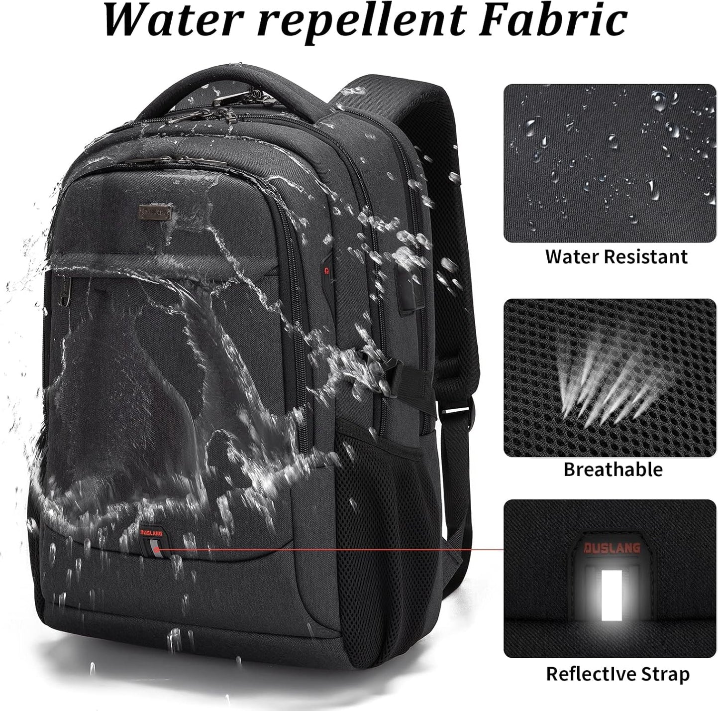 Waterdichte Laptop Reisrugzak met USB-Oplaadpoort & Georganiseerde Opslag – 13-17 Inch