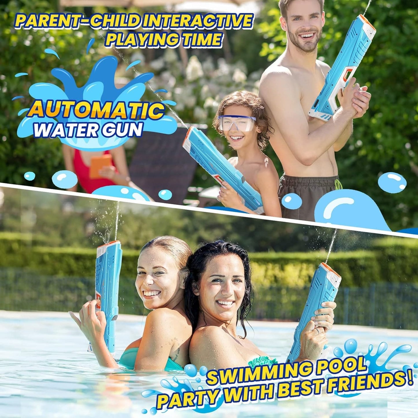 Waterpistool met Groot Bereik 12 Meter – Elektrisch Waterspeelgoed voor Kinderen en Volwassenen met 250+ Schoten Capaciteit