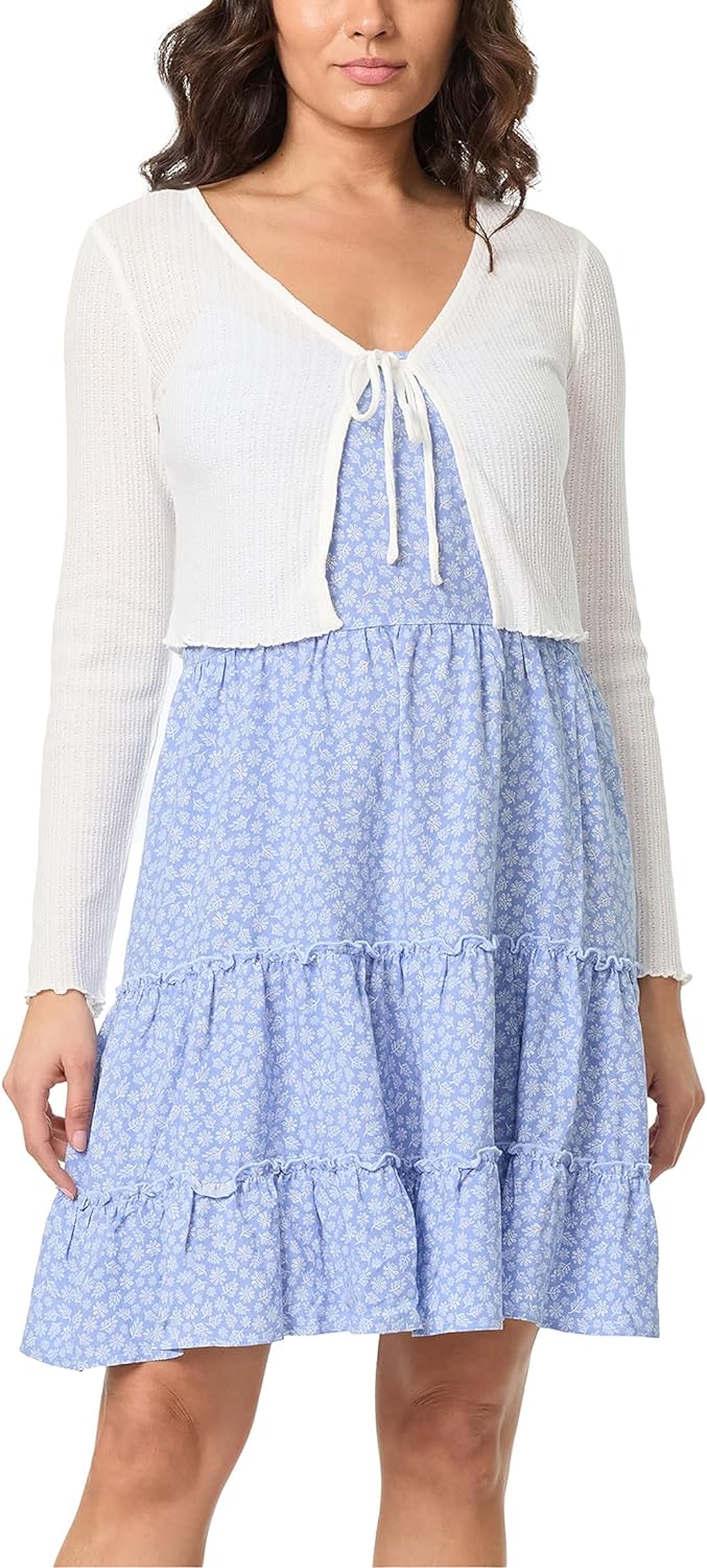 Jurk met Vest voor Vrouwen Lange Mouw Midi Model