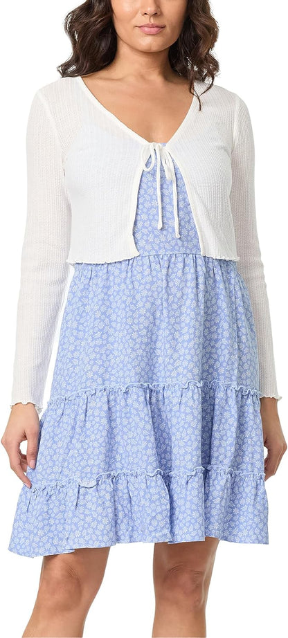 Jurk met Vest voor Vrouwen Lange Mouw Midi Model