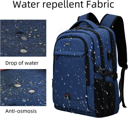 Waterdichte Laptop Reisrugzak met USB-Oplaadpoort & Georganiseerde Opslag – 13-17 Inch