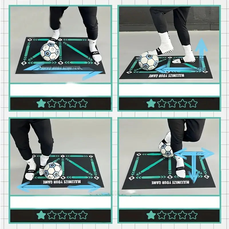 Voetbaltrainingsmat voor Kinderen met Trainingsvideos Grijs Rood 90x60cm Balcontrole Drills Oefenmat Indoor Outdoor Voetbalvaardigheden