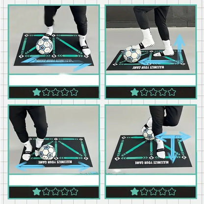 Voetbaltrainingsmat voor Kinderen met Trainingsvideos Grijs Rood 90x60cm Balcontrole Drills Oefenmat Indoor Outdoor Voetbalvaardigheden