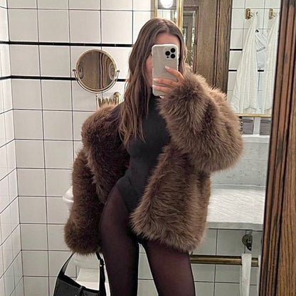 Dames Faux Fur Jas Stijlvol Luxe Warm en Elegante Look