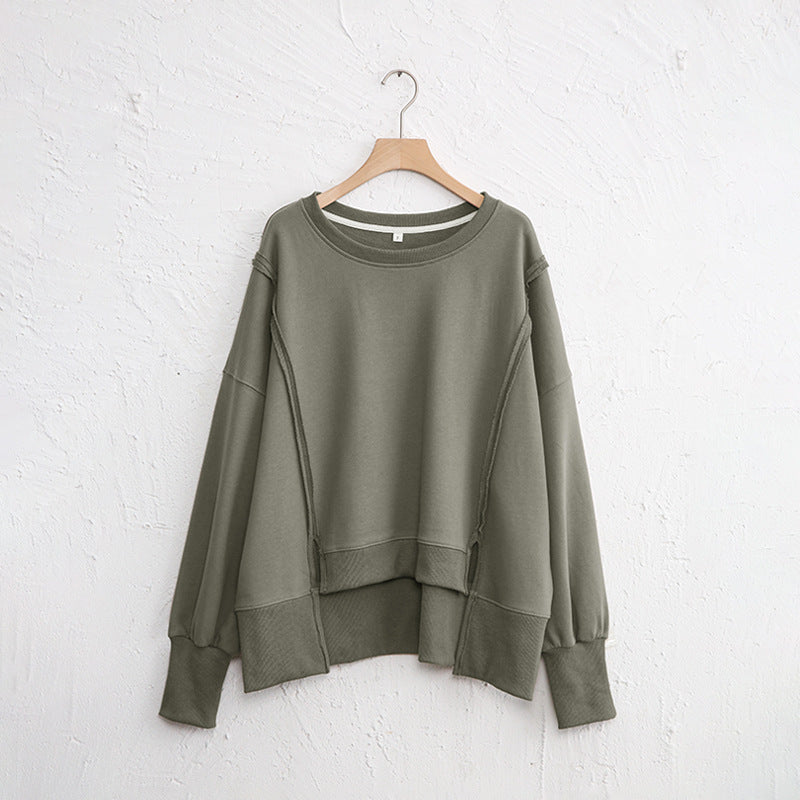 Dames Sweater Warme Losse Trui met Rauwe Boorden