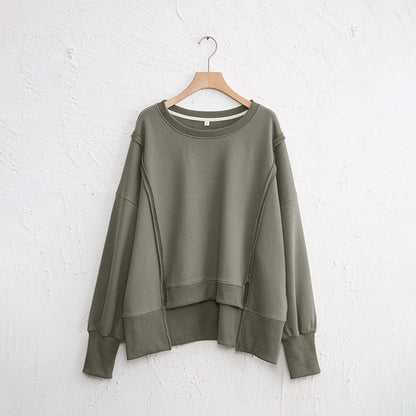 Dames Sweater Warme Losse Trui met Rauwe Boorden