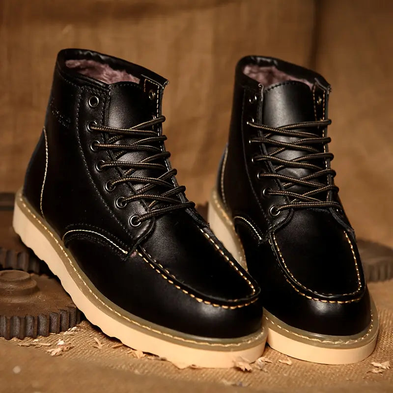 Heren Enkelboots Winter Warm Met Veters Dikke Zool