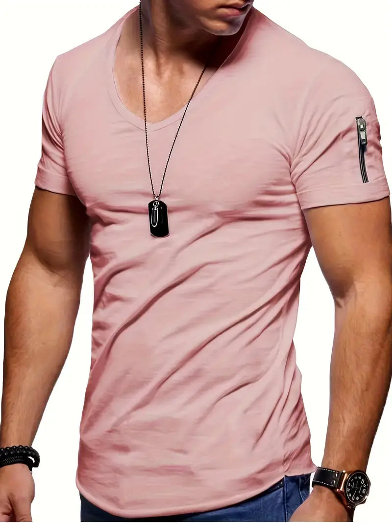 Heren T-shirt V-hals Casual Katoen