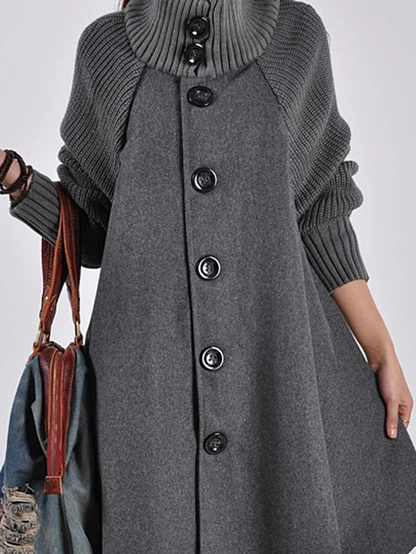 Lange Oversized Jas Zwart voor Vrouw