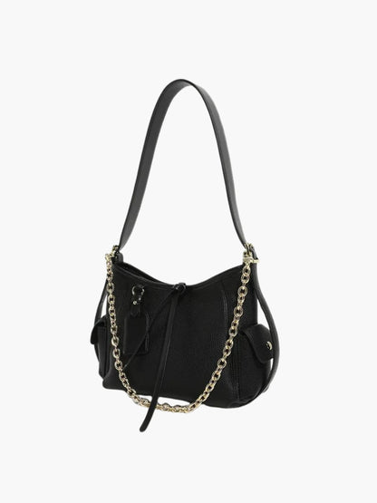 Leren Schoudertas met Ketting Detail Stijlvol Leer