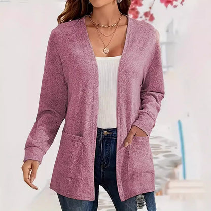 Dames Vest Met Zakken Elegant Lange Mouw