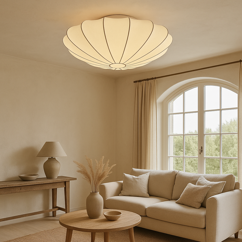 Nelson plafondlamp zijdevezel 3000K wit woonkamer slaapkamer cocoon design Japandi verlichting