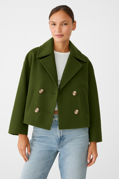 Dames Peacoat Dubbelrij Relaxed Fit Lange Jas